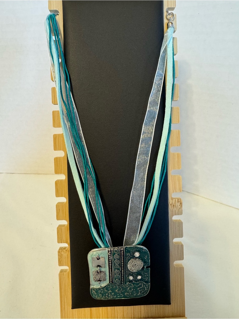 Multi-Strand Turquoise Square Pendant Necklace